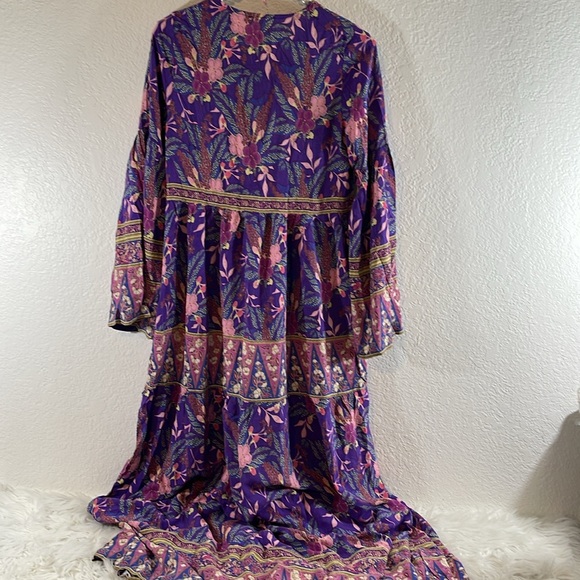 SHEIN Boho Floral Print V-Neck Maxi Flowy Dress Size Small - Picture 5 of 11